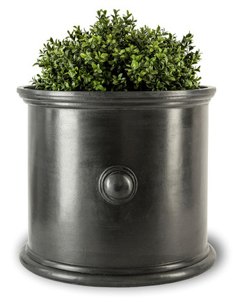 Trafalgar round fiberglass planter in faux lead