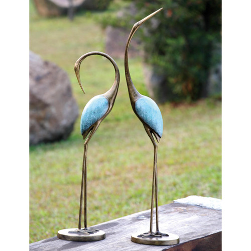 Stylized Crane Sculpture Pair