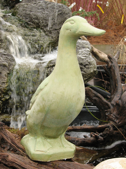 Standing duck shown in weathered bronze