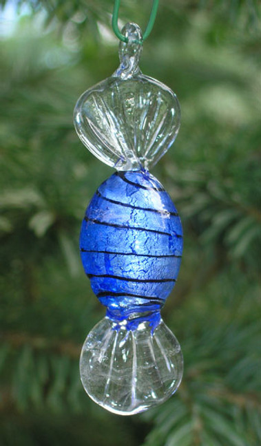Blue Swirl Candy Ornament