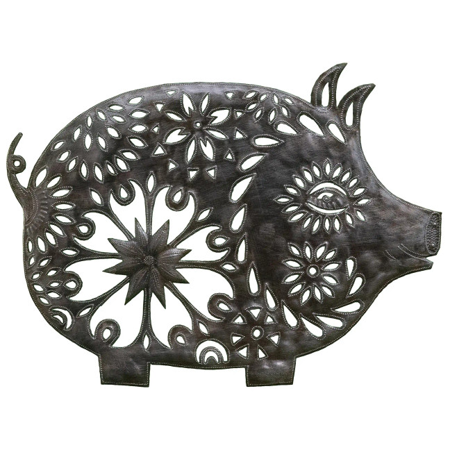 Pot Belly Pig Metal Wall Art