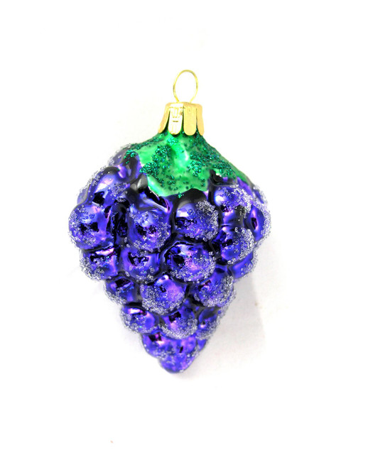 Glass grape cluster ornament frosted