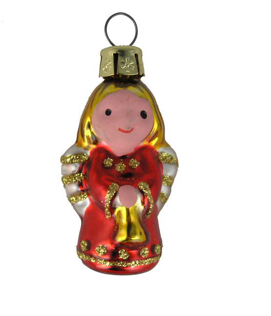 Miniature red angel ornament