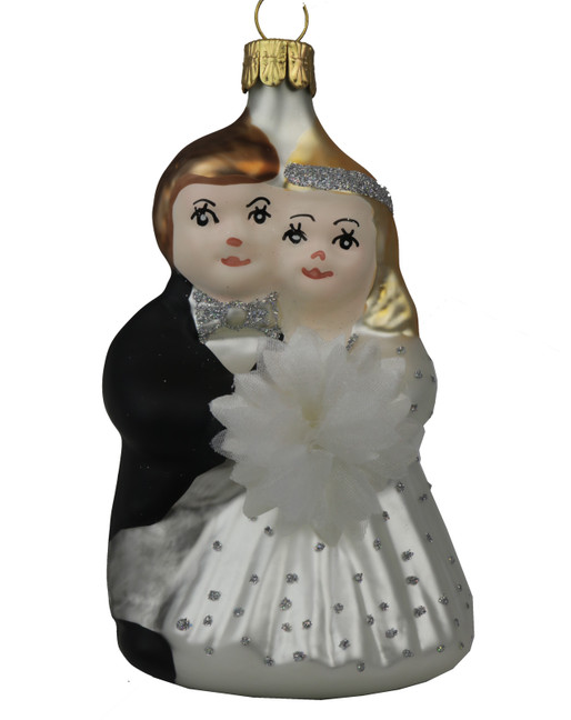 Bride and Groom Blown Glass Ornament