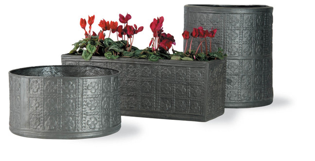 Tudor Rose collection of fiberglass planters from Capital Garden Products