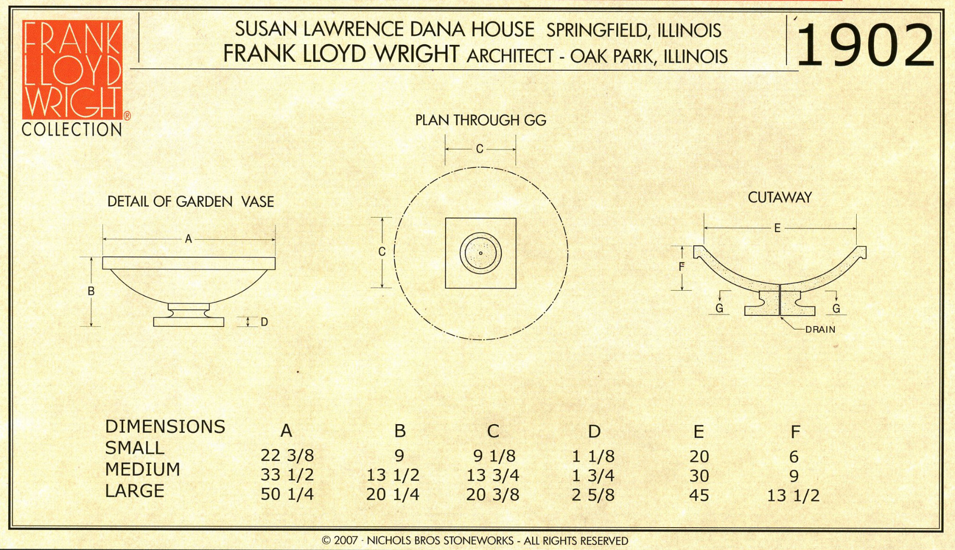Frank Lloyd Wright Small Dana House Planter Vase