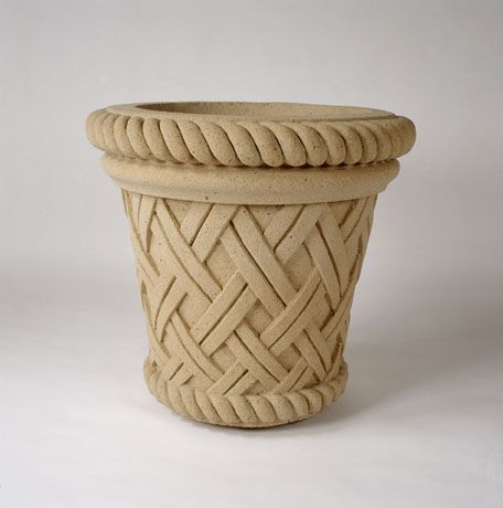 36" x 31" Cast Stone Vicenza Basket planter with Basket weave Design -