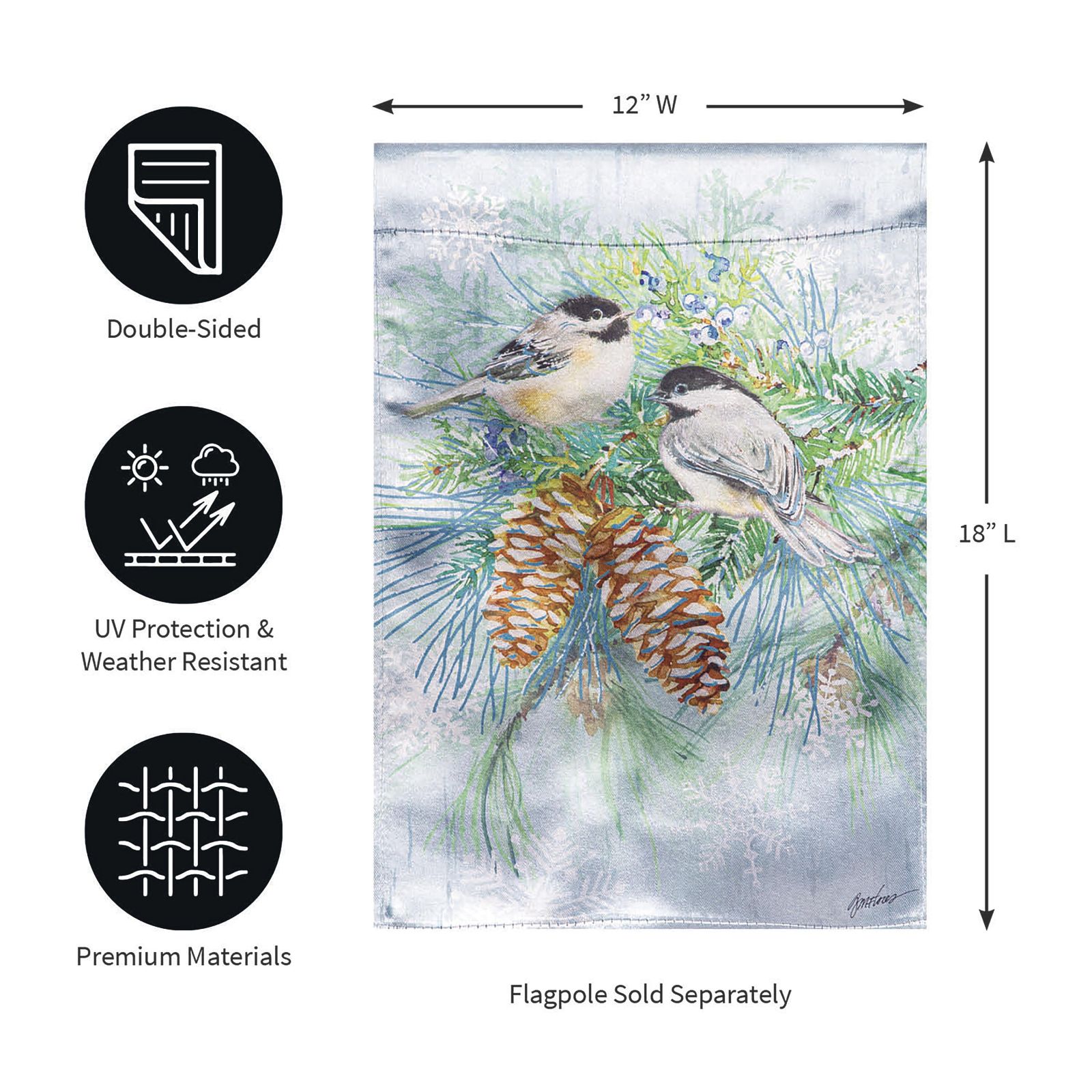 Winter Frost Lustre Garden Flag - Garden Artisans LLC