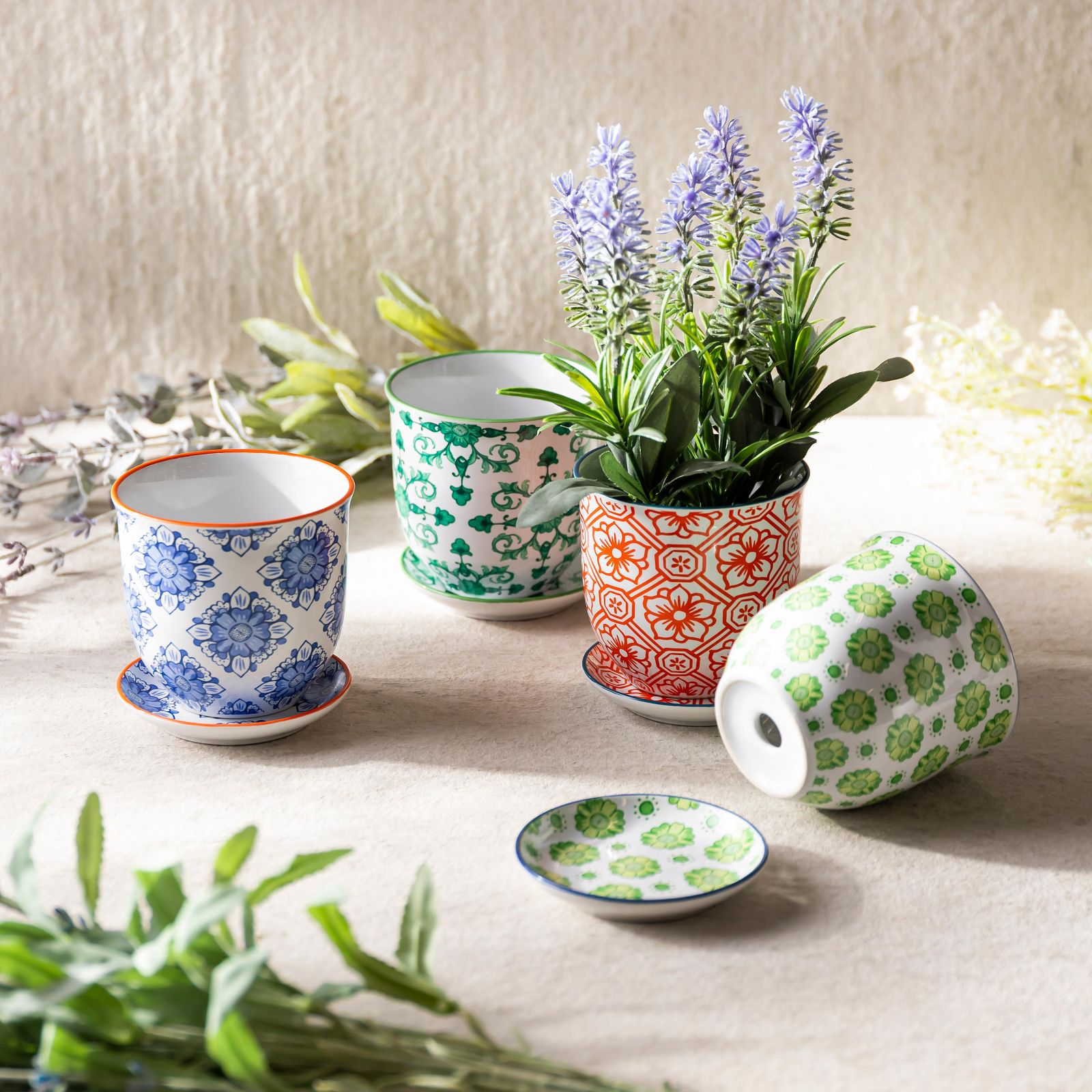 3.5" Ceramic Plant Pot with Saucer