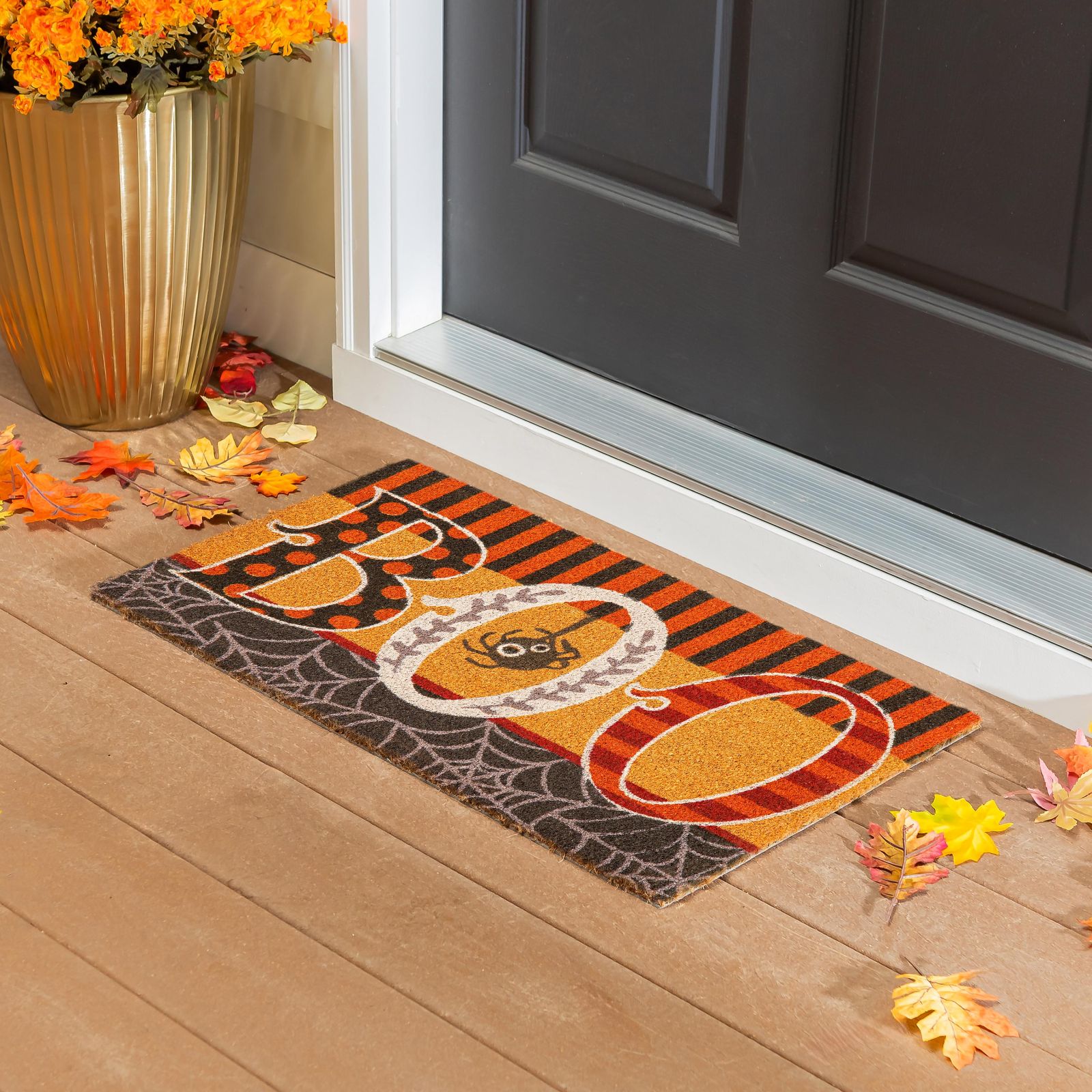 Polka Dots & Stripes Boo Coir Mat - Garden Artisans LLC