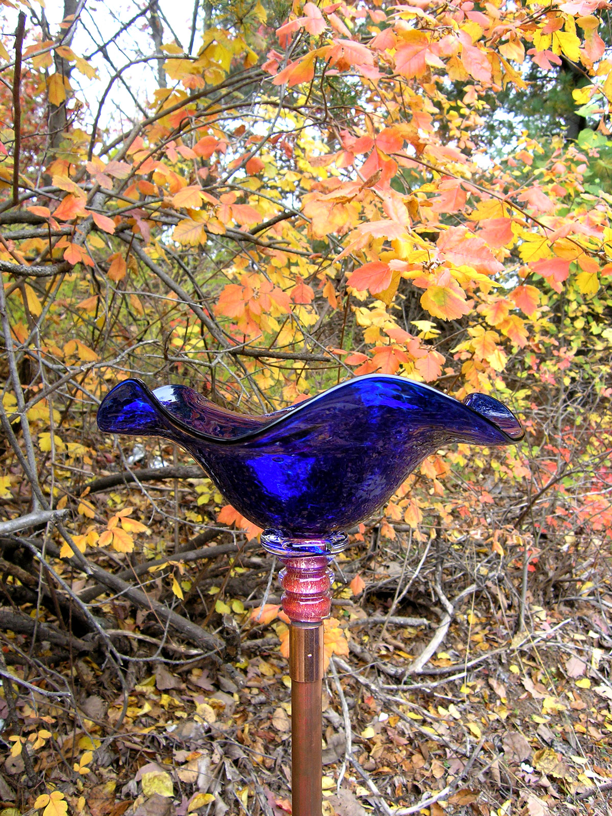 Hand Blown Glass Butterfly Feeder/Mini Bird Bath - Made in USA - 8 Color Choices