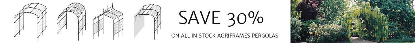 Save 30% on all in-stock Agriframes pergolas