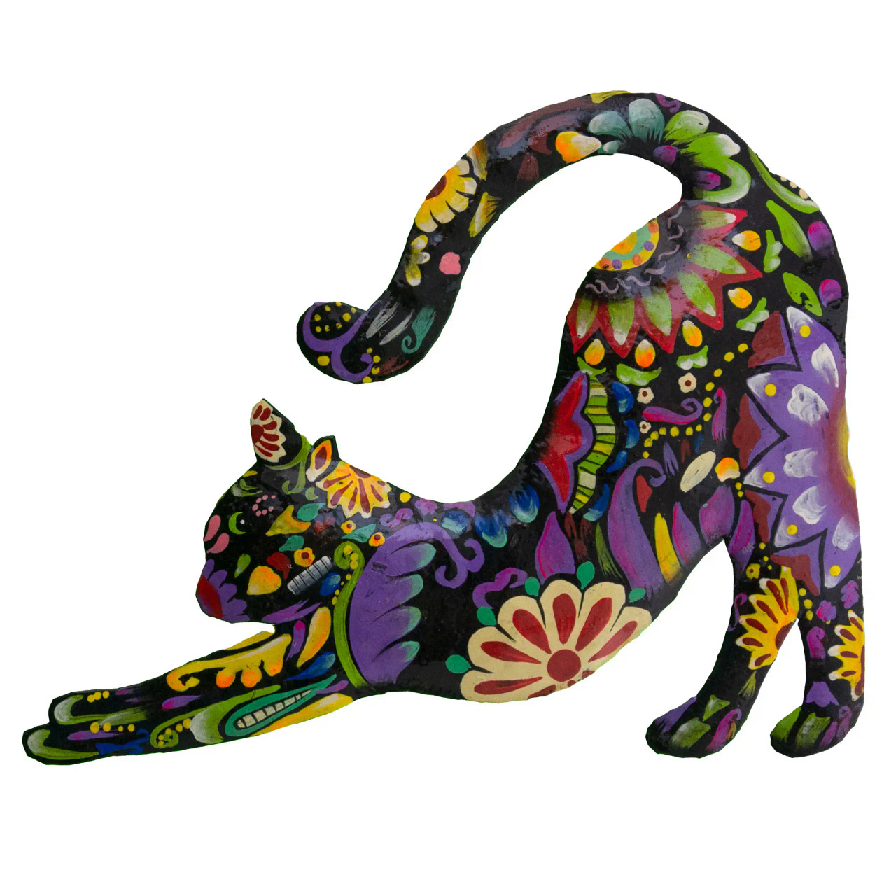 Stretching Cat Metal Wall Art