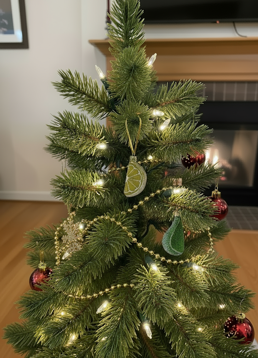 Kandierte Früchte Limetten Keil mundgeblasen Glas Weihnachtsschmuck - Bild 4 von 4