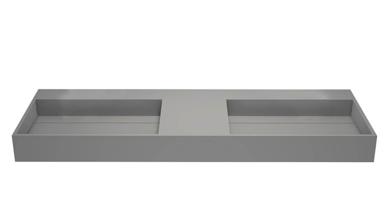 Waterloo 60"  Wall Mounted Double Bathroom Sink - Grey, No Hole