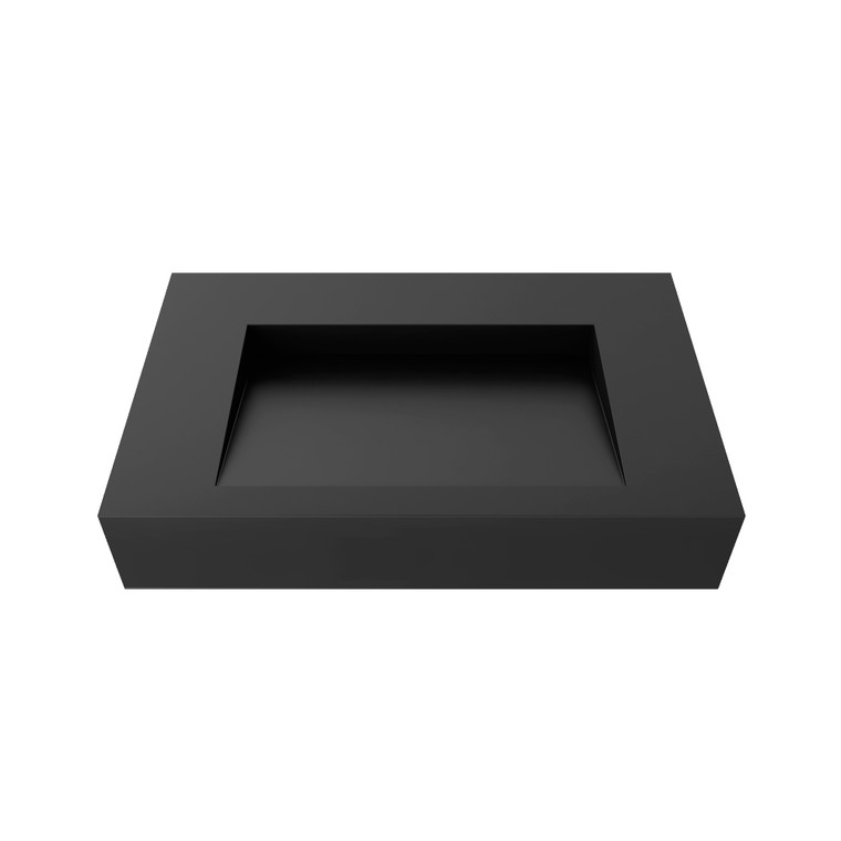 Alberta 30" Wall Mounted Bathroom Sink, Black, No Hole