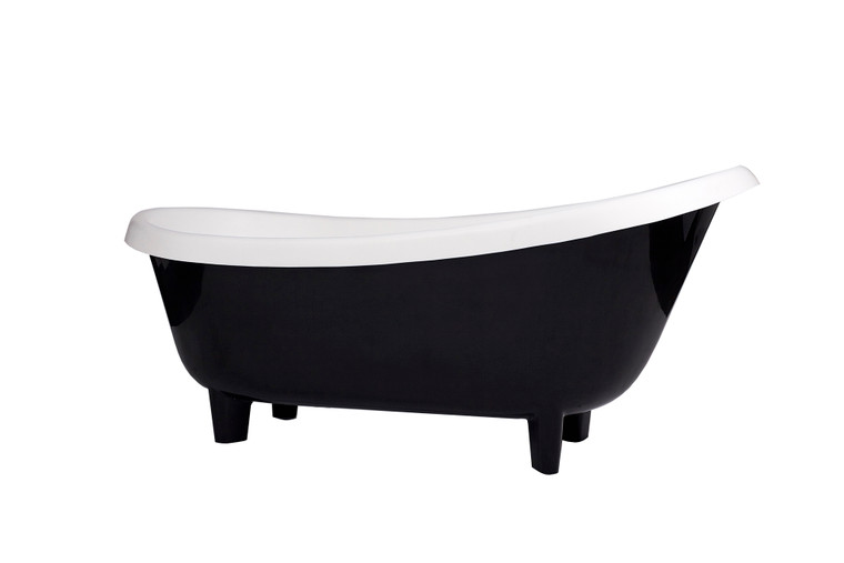 Beverly 71" Single Slipper Freestanding Solid Surface Bathtub Black