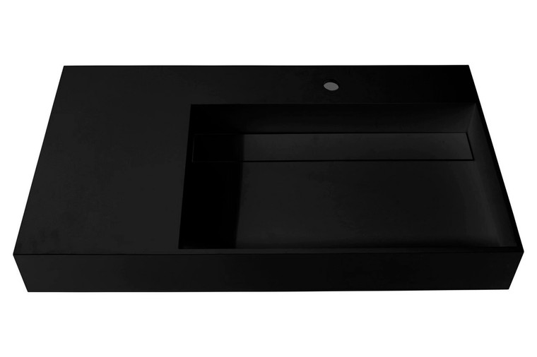 Waterloo Bathroom Sink 36",  Right side Black