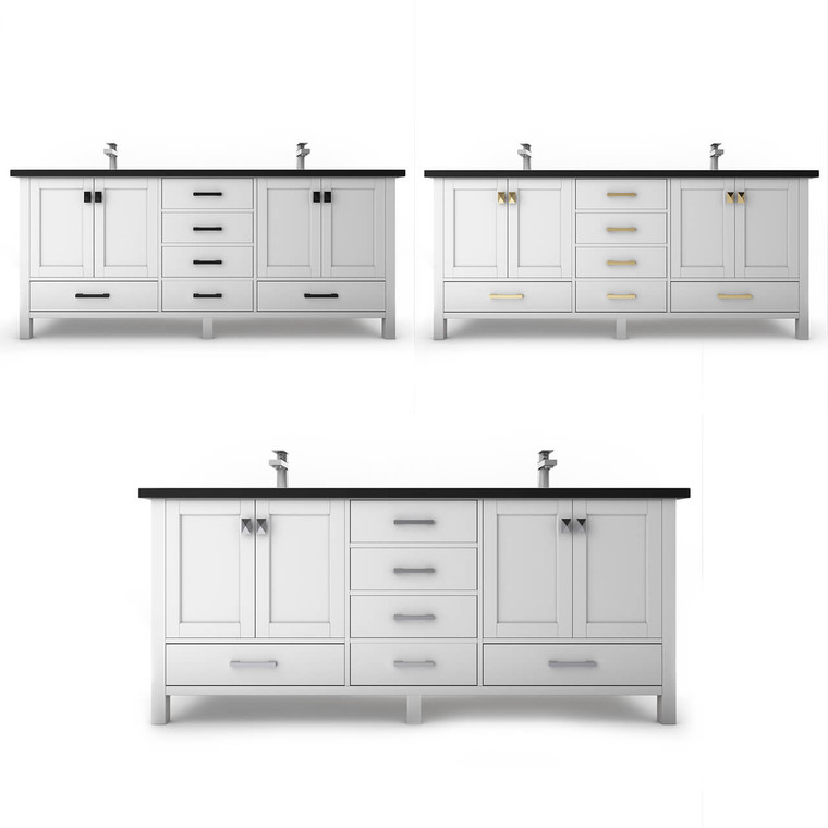 Ava 72" White Vanity Set with Black Top