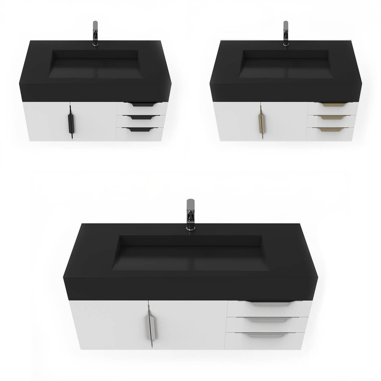 Kern 48" White Vanity Set with Black Top