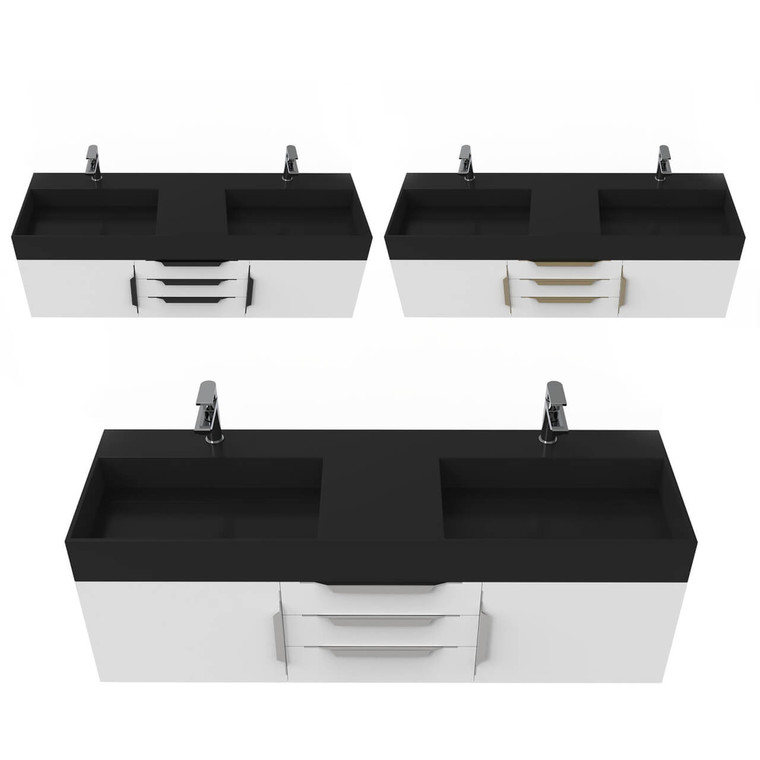 Arrowhead 60" White Vanity Set with Black Top