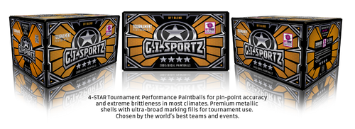 GI SPORTZ 2000CT .68CAL 4 STAR Paintball Pine Shell-Yellow Fill (TOURNAMENT)