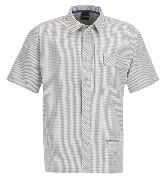 COVERT BUTTON UP POLY GREY PLAID