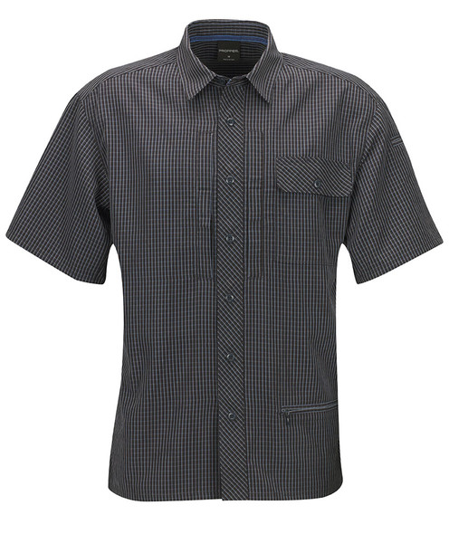 COVERT BUTTON UP POLY NAVY PLAID