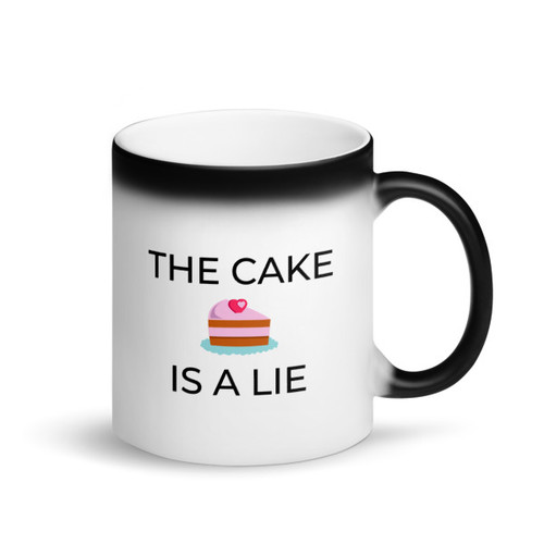 The Cake Is A Lie Matte Black Magic Mug