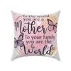 Mom you are the world throw pillow with butterflies.