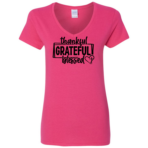 Thankful Grateful Blessed V-Neck