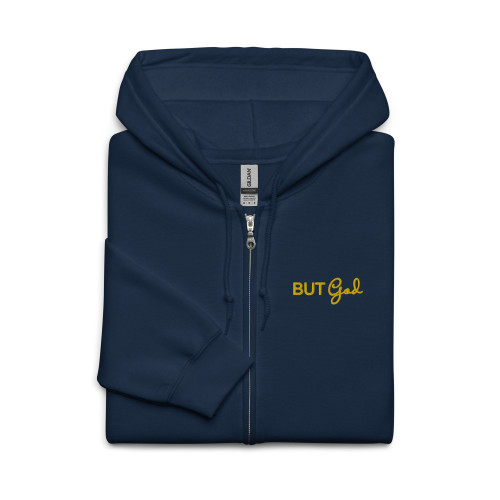 But God Embroidered Zip Hoodie