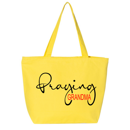 Praying Grandma Tote Bag with Zip Closure