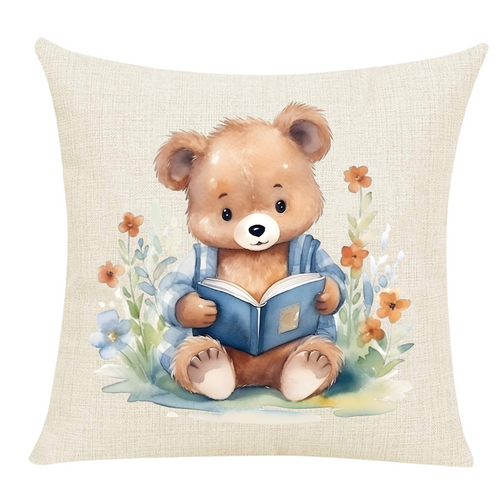 Book Bear Throw Pillow (18" x 18")