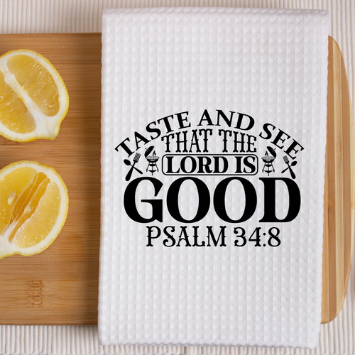 Taste and See Kitchen Waffle Weave Dish Towel