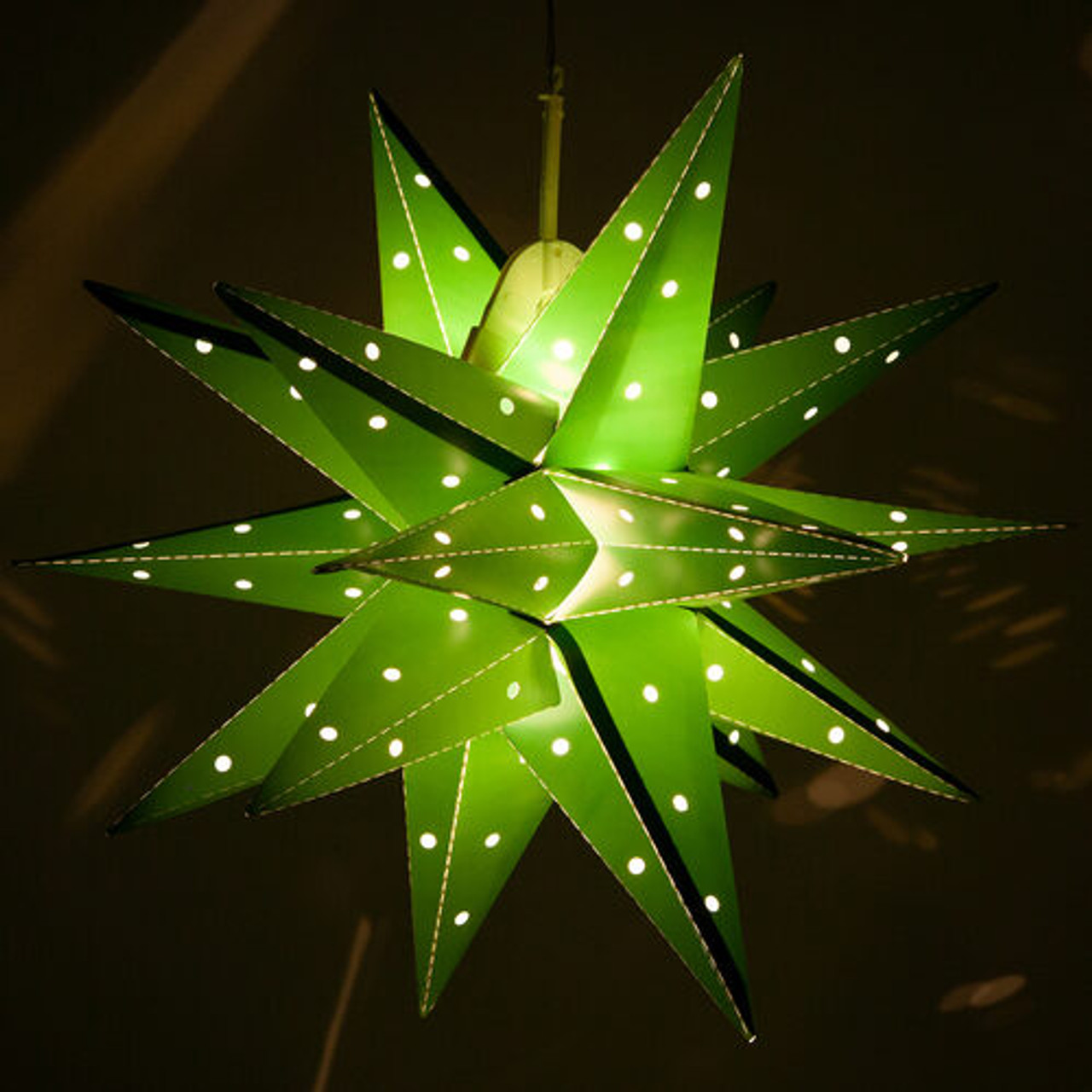 17 Green Aurora Superstar TM Moravian Star Light, Fold-Flat, LED Ligh