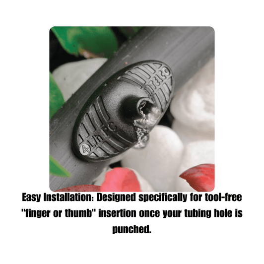 Antelco Pinch Drip Emitter low profile installation in poly tubing