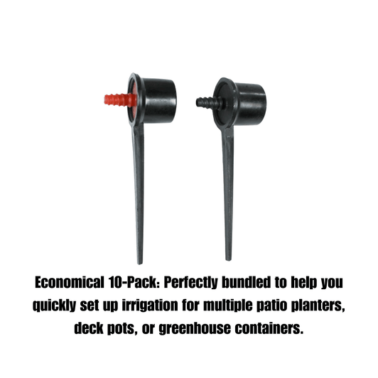 DripWorks 1/2 and 1 GPH Pot Drippers 10 pack bundling infographic