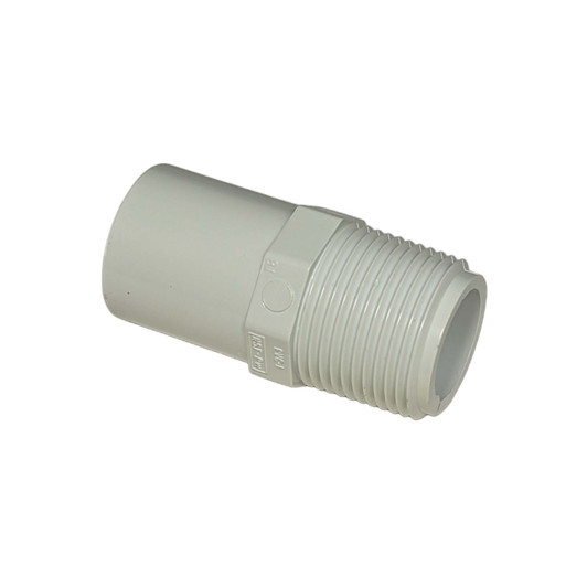 This image shows a Dura Schedule 40 PVC Male Adapter (Slip x MPT), an essential fitting for transitioning from a solvent-weld pipe system to a threaded one.