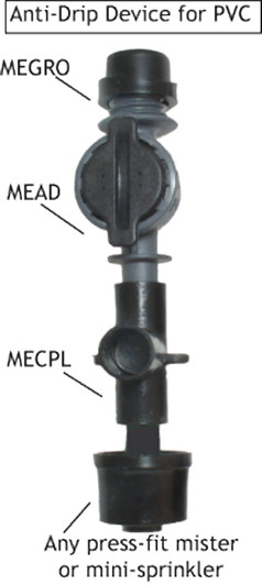 Plastic Tornado Mister Press Fit connected to MECPL coupler labeled HEAD