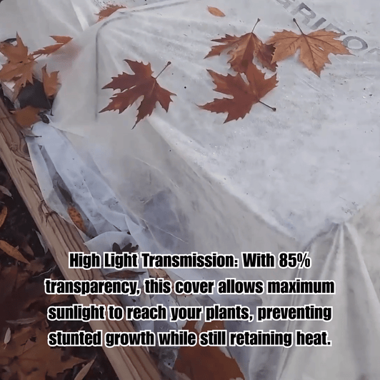 GCI Lightweight Frost Protection infographic detailing high light transmission