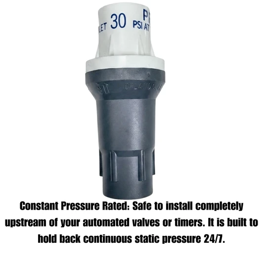 Senninger 1" Limit Valve constant pressure rated infographic MPN: PRLV30