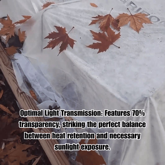 GCI Mediumweight Frost Protection infographic detailing 70% light transmission