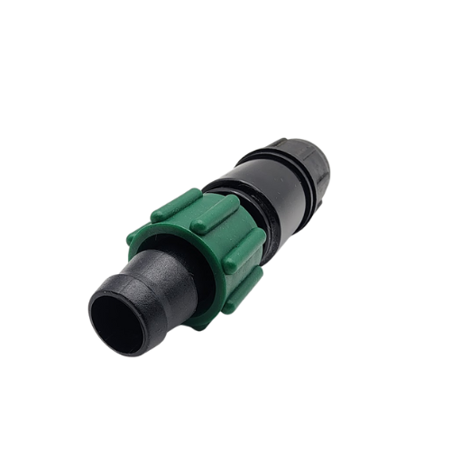 Irritec Perma-Loc 5/8" Tape x Easy-Loc Coupler angled view pointing left MPN: A1-T5H6