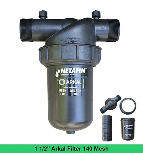 Netafim Arkal 1 1/2" Disc Filter 140 Mesh T-style body with filter rings