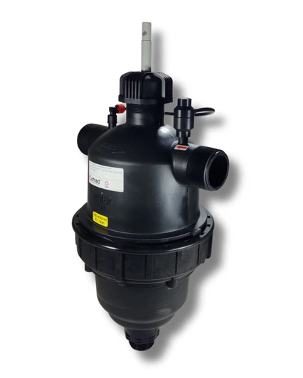 Amiad 2" Scanaway Filter angled front profile highlighting top ports and black housing