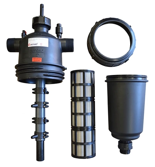 Amiad Scanaway Super Filter disassembled showing screen and internal scanaway rod
