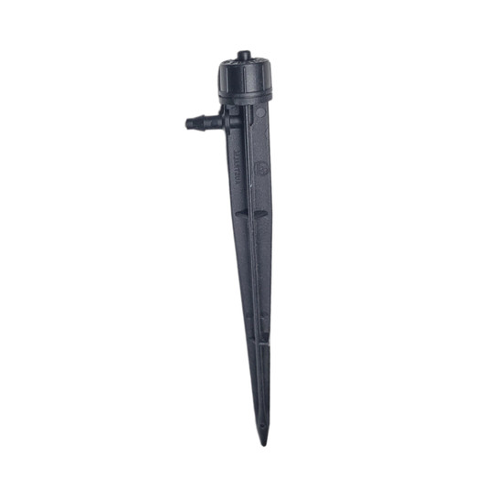 Antelco CETA PC Emitter on Stake inline design with two barbs angled view
