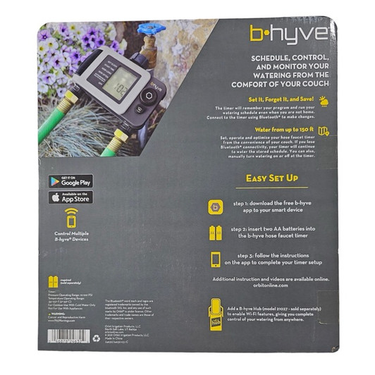 Orbit B-hyve 4-Port Wi Fi Smart Hose Controller, Garden water timer, irrigation, sprinkler, lawn, drip irrigation