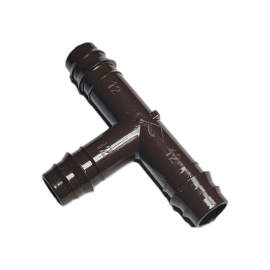 Netafim Techline EZ 12mm Insert Tee brown fitting angled view